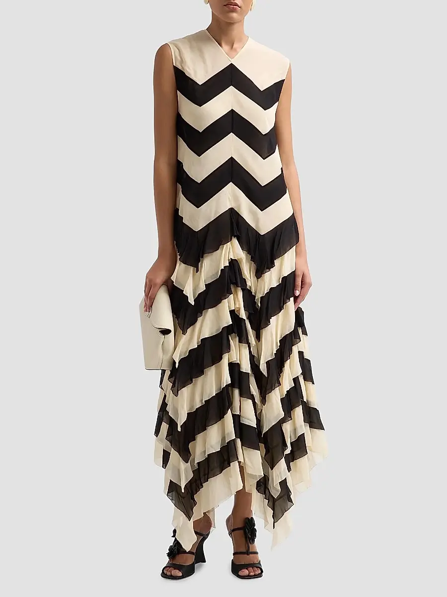 Zimmermann Women's Ascent Chevron Ruffled Maxi Dress | Thumbnail 2