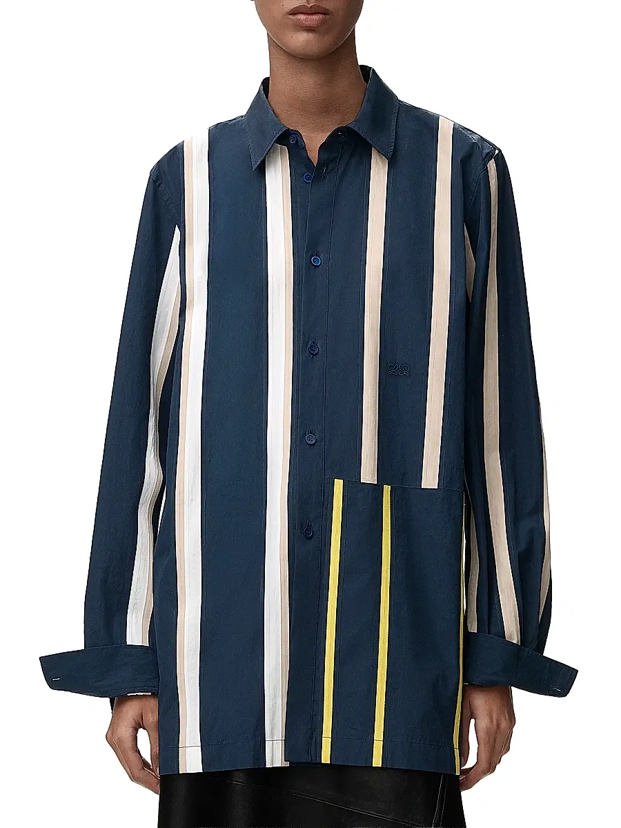 Loewe Women's Striped Cotton-Blend Button-Front Shirt | Thumbnail 3 Loewe Women's Striped Cotton-Blend Button-Front Shirt | Thumbnail 3