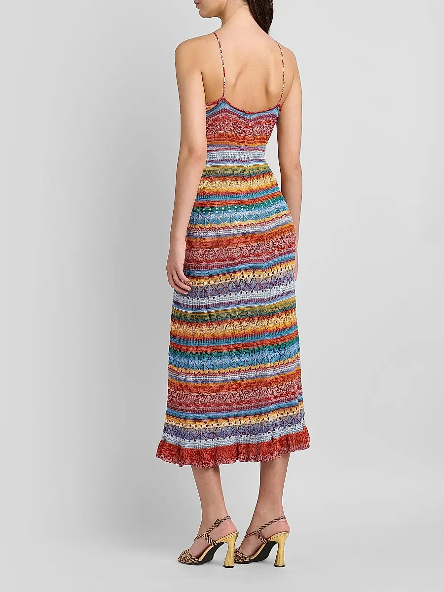Etro Women's Striped Pointelle Knit Midi Dress | Thumbnail 3 Etro Women's Striped Pointelle Knit Midi Dress | Thumbnail 3