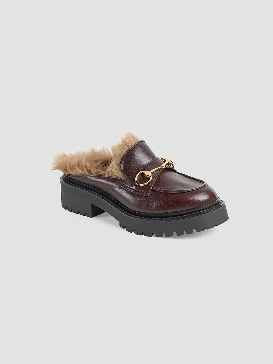 Gucci Women's Rhodi Leather & Shearling Horsebit Mules | Thumbnail 2 Gucci Women's Rhodi Leather & Shearling Horsebit Mules | Thumbnail 2