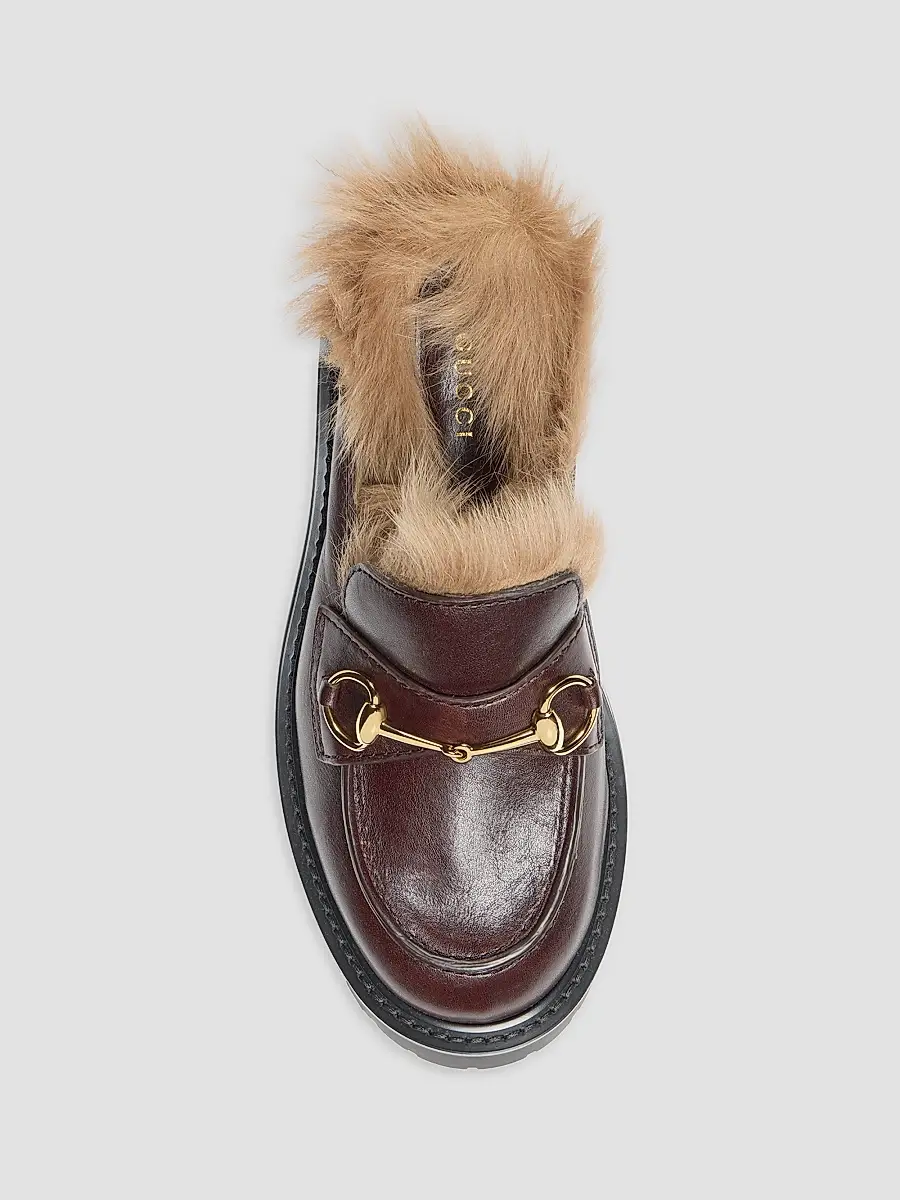 Gucci Women's Rhodi Leather & Shearling Horsebit Mules | Thumbnail 5 Gucci Women's Rhodi Leather & Shearling Horsebit Mules | Thumbnail 5