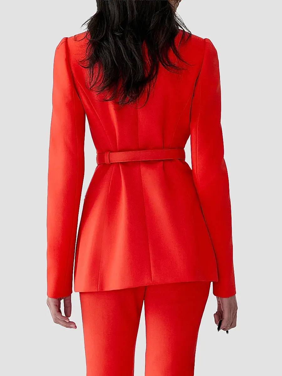 Carolina Herrera Women's Collared Stretch-Wool Tie-Waist Jacket | Thumbnail 3