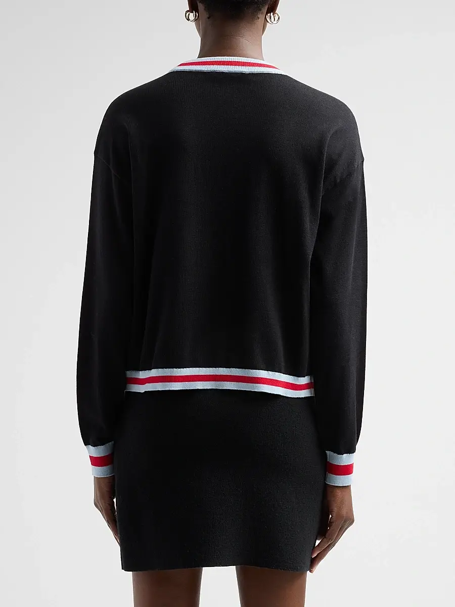Alice + Olivia Women's Gleeson Embroidered Stretch-Cotton Crewneck Sweater | Thumbnail 3 Alice + Olivia Women's Gleeson Embroidered Stretch-Cotton Crewneck Sweater | Thumbnail 3