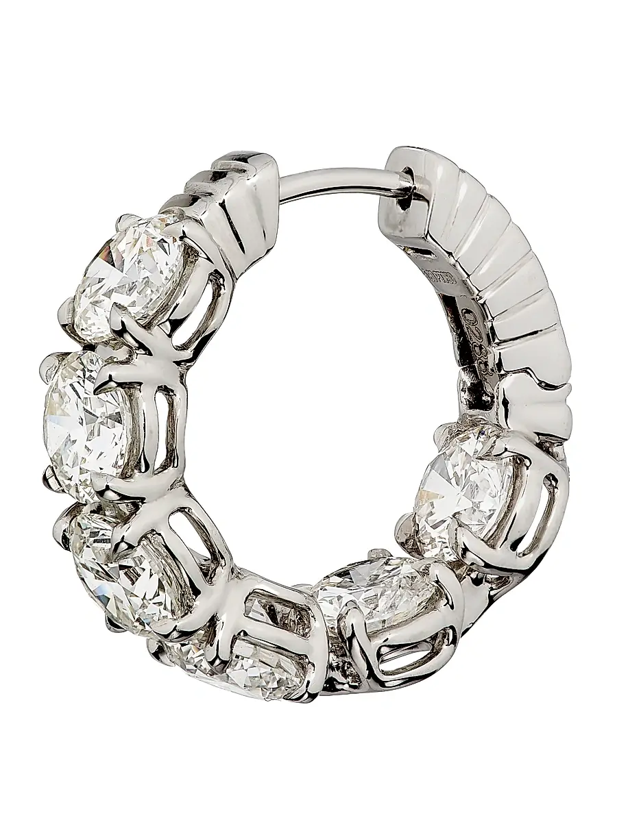 Diamonds at Saks Fifth Avenue Women's Platinum & 5.80 TCW Diamond Huggie Earrings | Thumbnail 4 Diamonds at Saks Fifth Avenue Women's Platinum & 5.80 TCW Diamond Huggie Earrings | Thumbnail 4