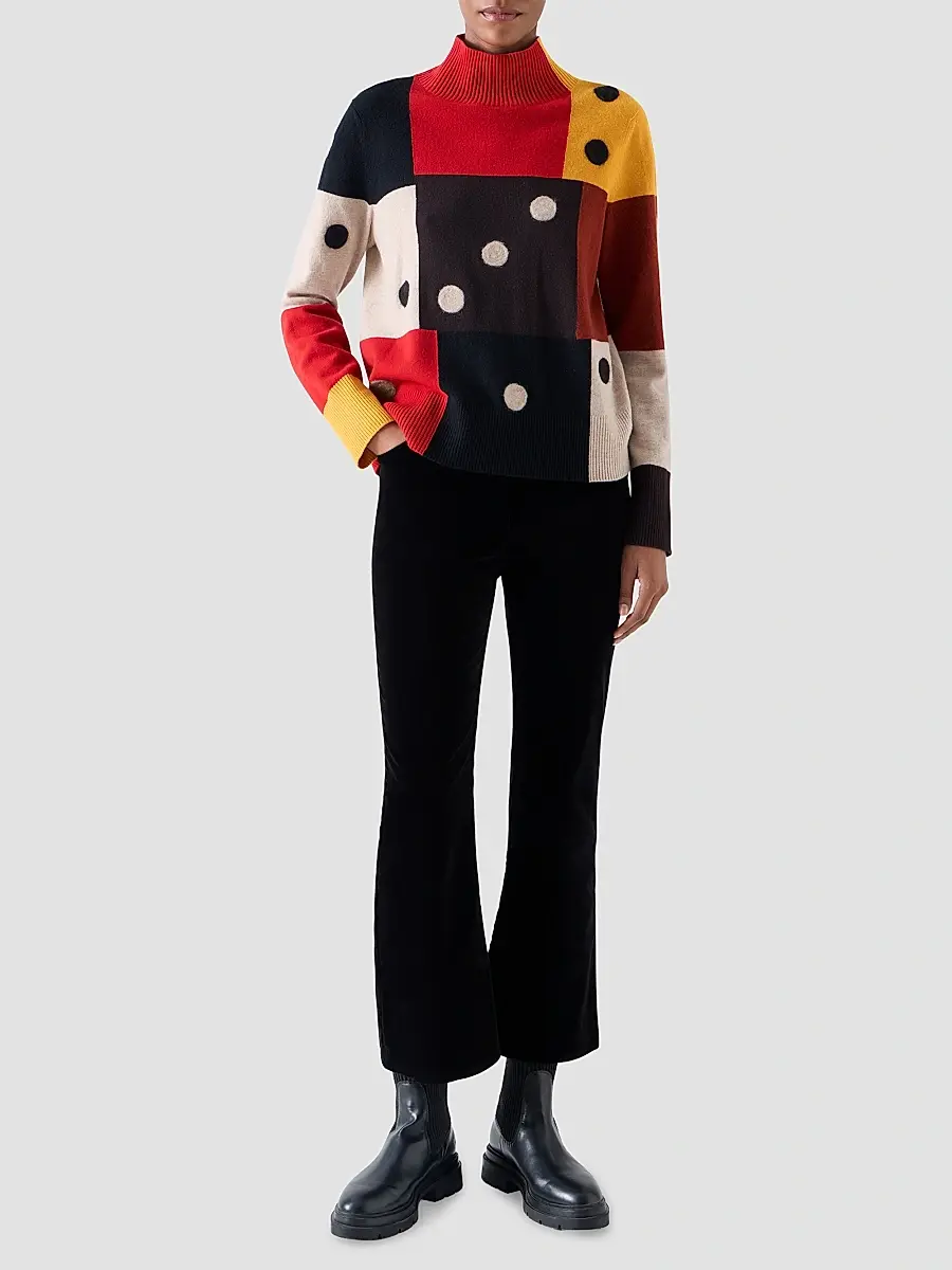 Akris punto Women's Dice Intarsia Colorblock Wool-Cashmere Sweater | Thumbnail 2 Akris punto Women's Dice Intarsia Colorblock Wool-Cashmere Sweater | Thumbnail 2