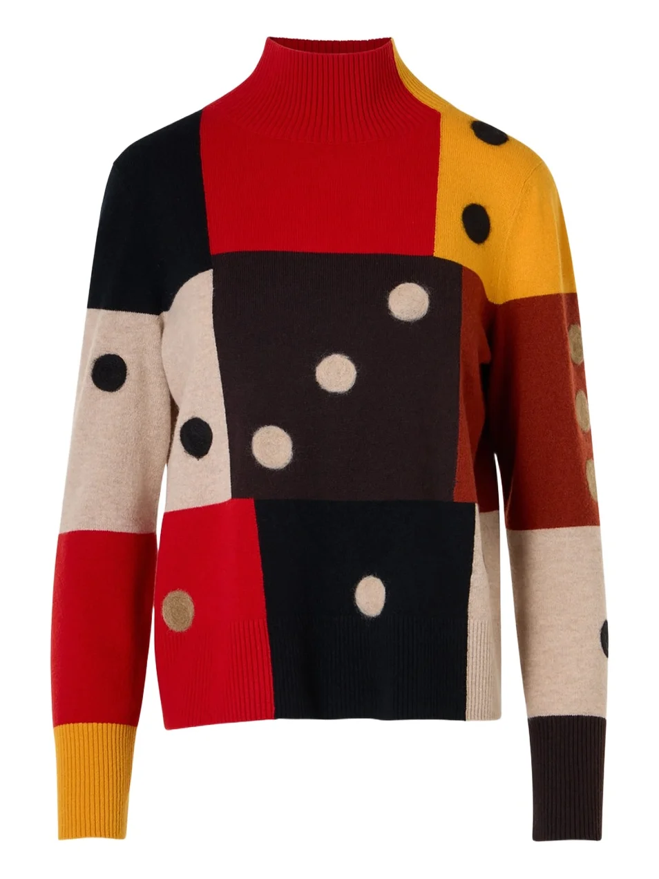 Women's Dice Intarsia Colorblock Wool-Cashmere Sweater