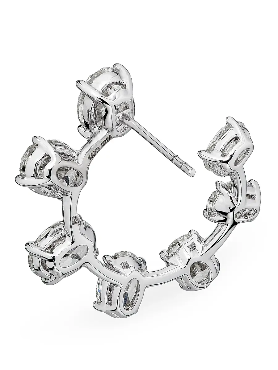 Diamonds at Saks Fifth Avenue Women's 18K White Gold & 8.46 TCW Diamond Hoop Earrings | Thumbnail 3 Diamonds at Saks Fifth Avenue Women's 18K White Gold & 8.46 TCW Diamond Hoop Earrings | Thumbnail 3