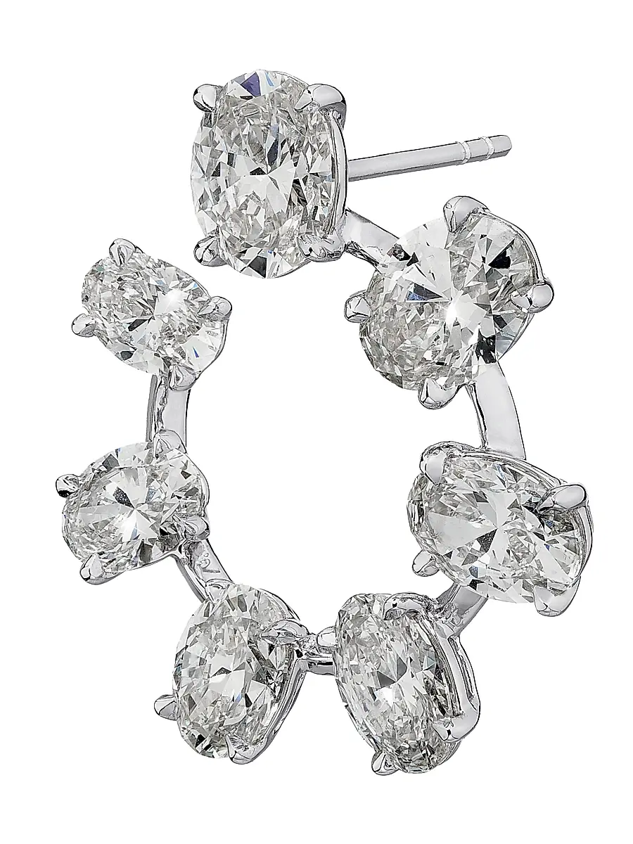 Diamonds at Saks Fifth Avenue Women's 18K White Gold & 8.46 TCW Diamond Hoop Earrings | Thumbnail 4 Diamonds at Saks Fifth Avenue Women's 18K White Gold & 8.46 TCW Diamond Hoop Earrings | Thumbnail 4