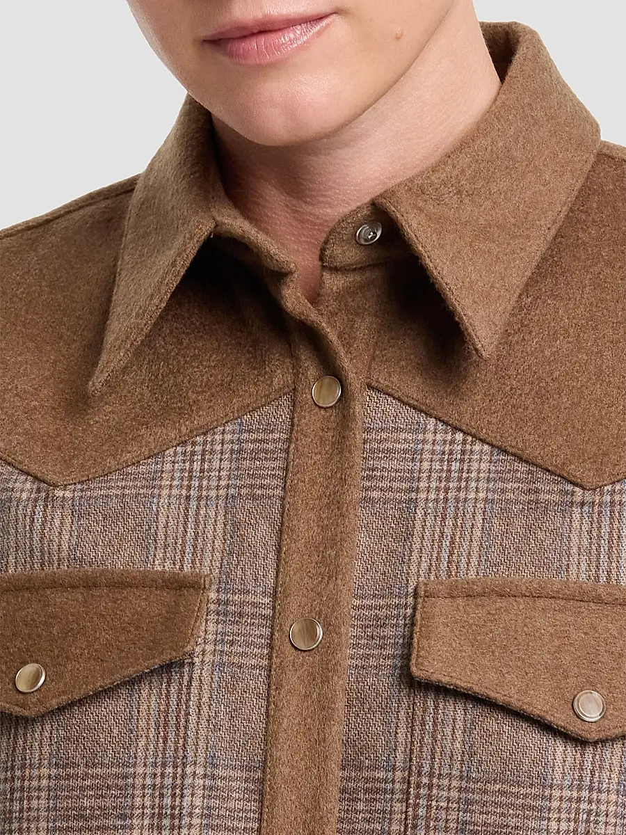 TWP Women's Lone Rider Glen Check Wool-Blend Shirt | Thumbnail 6