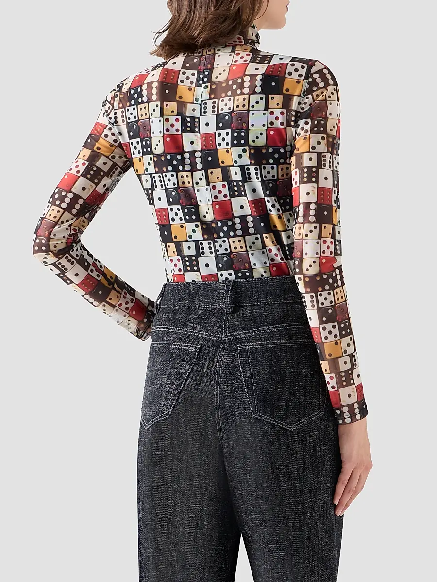 Akris punto Women's Dice Print Tulle Top | Thumbnail 3