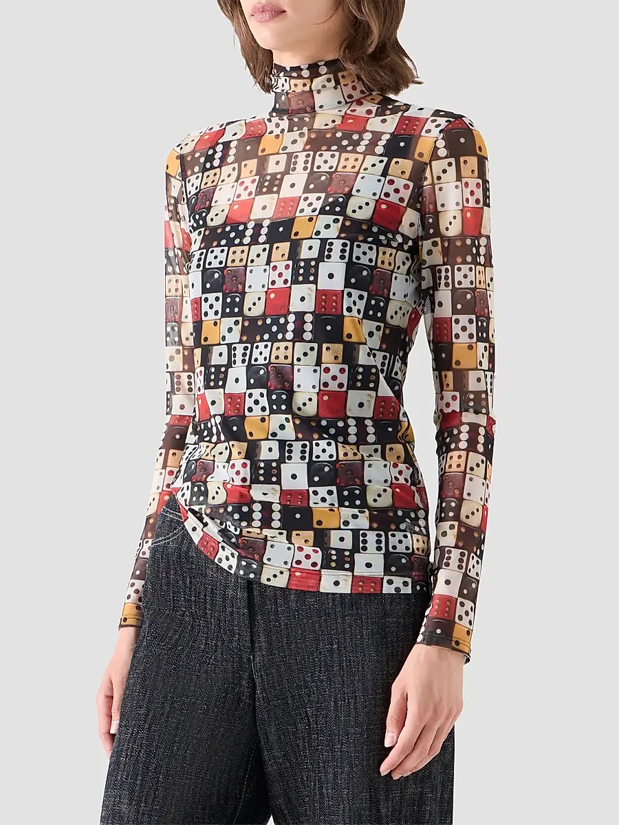 Akris punto Women's Dice Print Tulle Top | Thumbnail 6