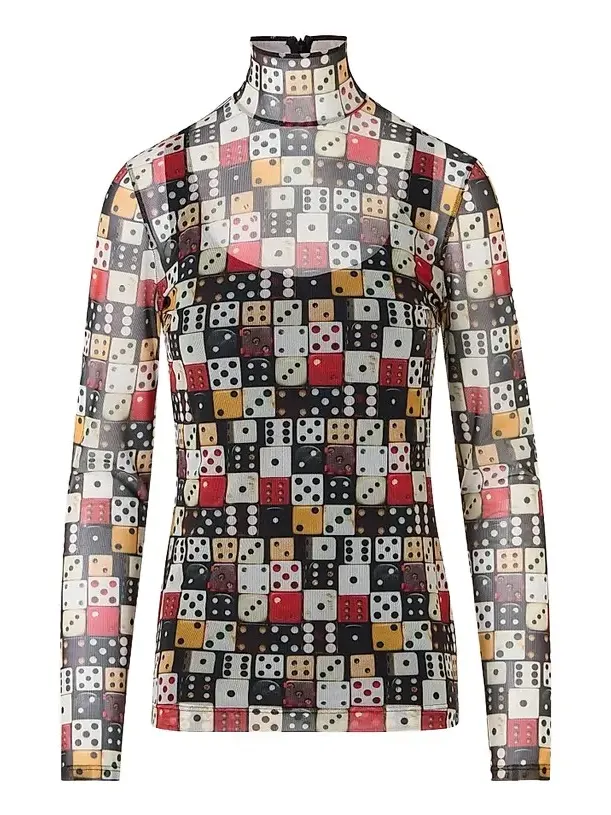 Women's Dice Print Tulle Top