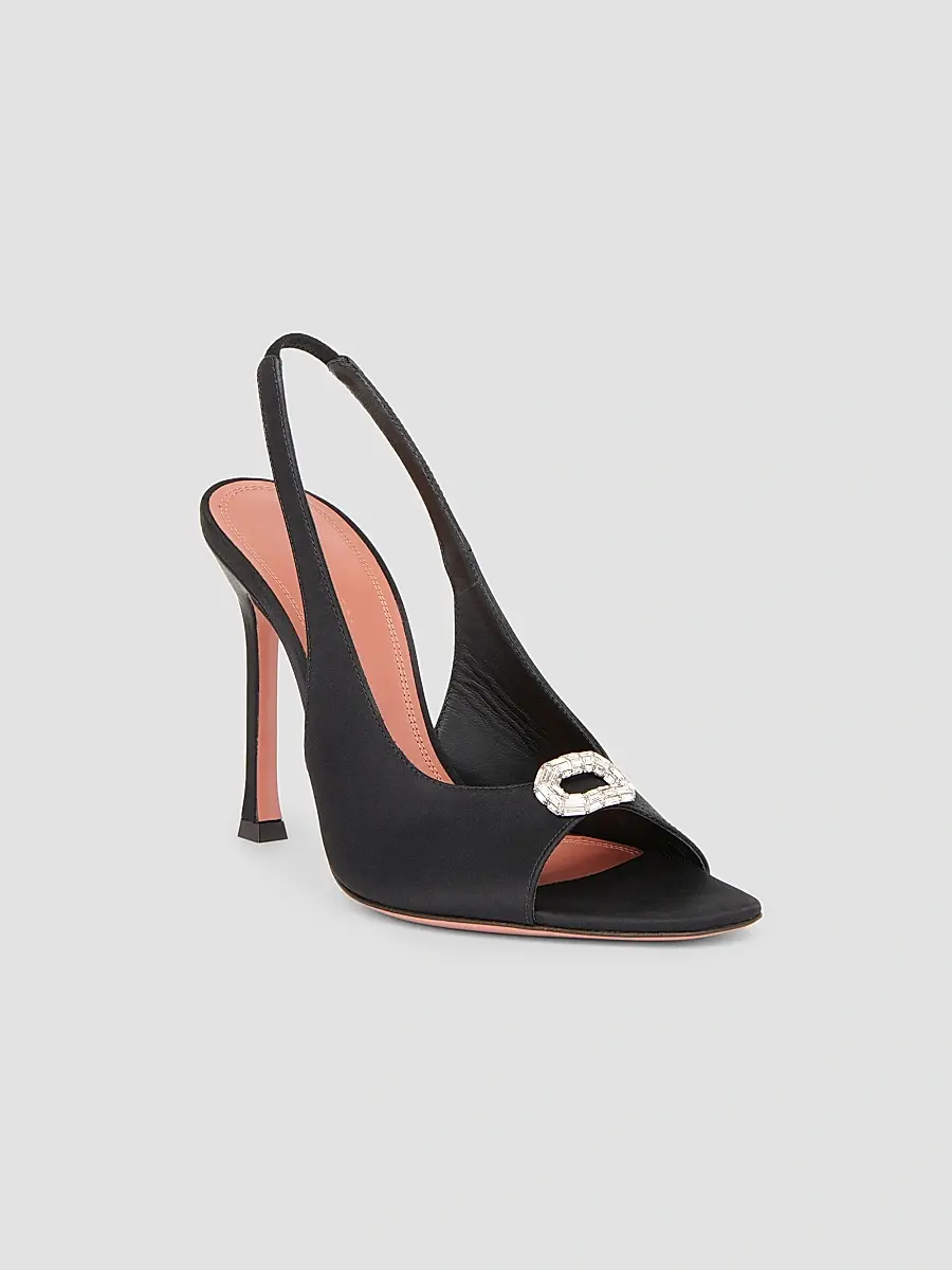 Amina Muaddi Women's Camelia 95MM Silk Satin Slingback Sandals | Thumbnail 2 Amina Muaddi Women's Camelia 95MM Silk Satin Slingback Sandals | Thumbnail 2