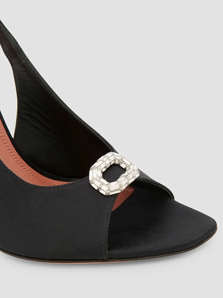 Amina Muaddi Women's Camelia 95MM Silk Satin Slingback Sandals | Thumbnail 5 Amina Muaddi Women's Camelia 95MM Silk Satin Slingback Sandals | Thumbnail 5