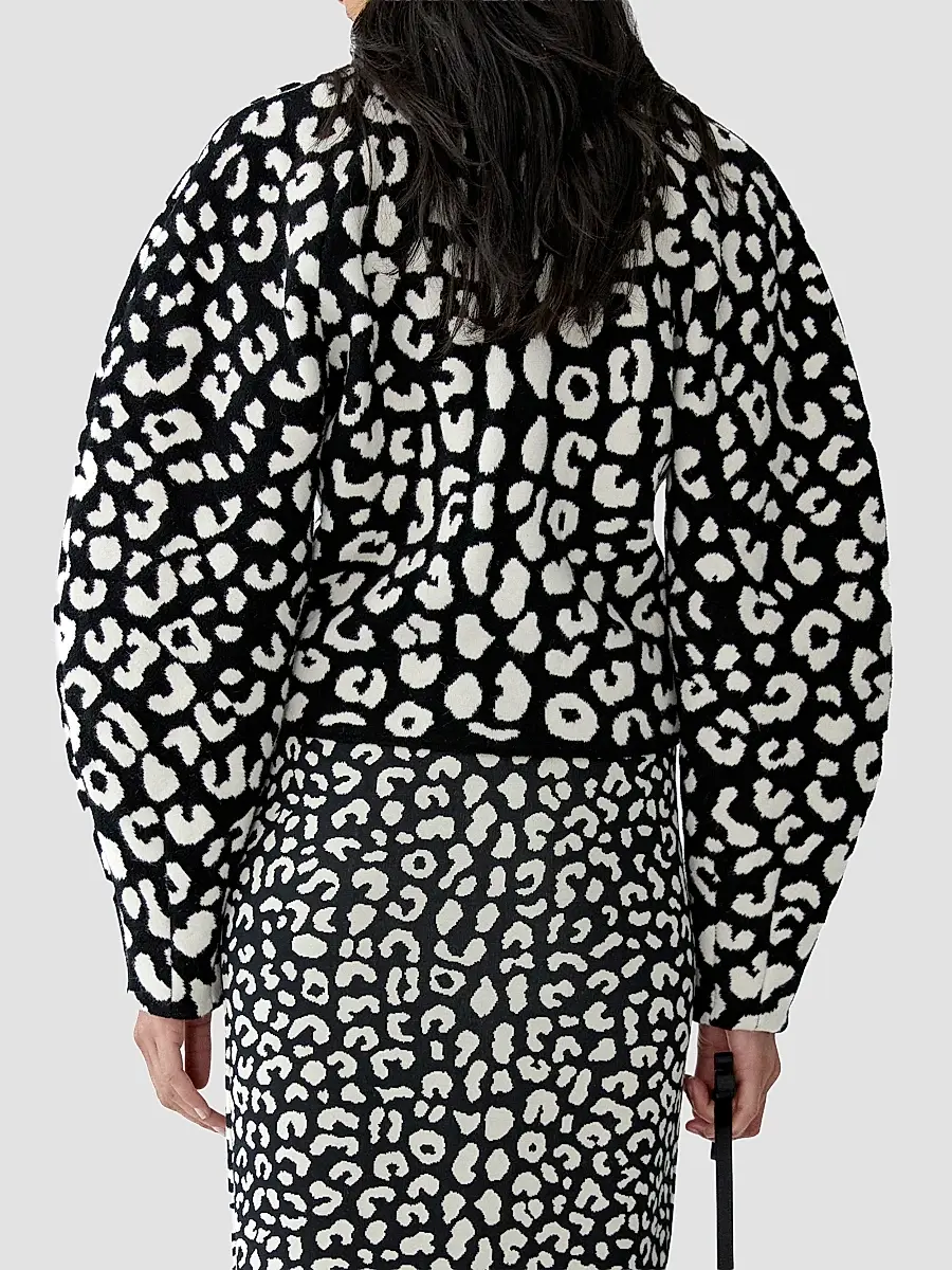Carolina Herrera Women's Leopard Chenille Puff-Sleeve Sweater | Thumbnail 3 Carolina Herrera Women's Leopard Chenille Puff-Sleeve Sweater | Thumbnail 3