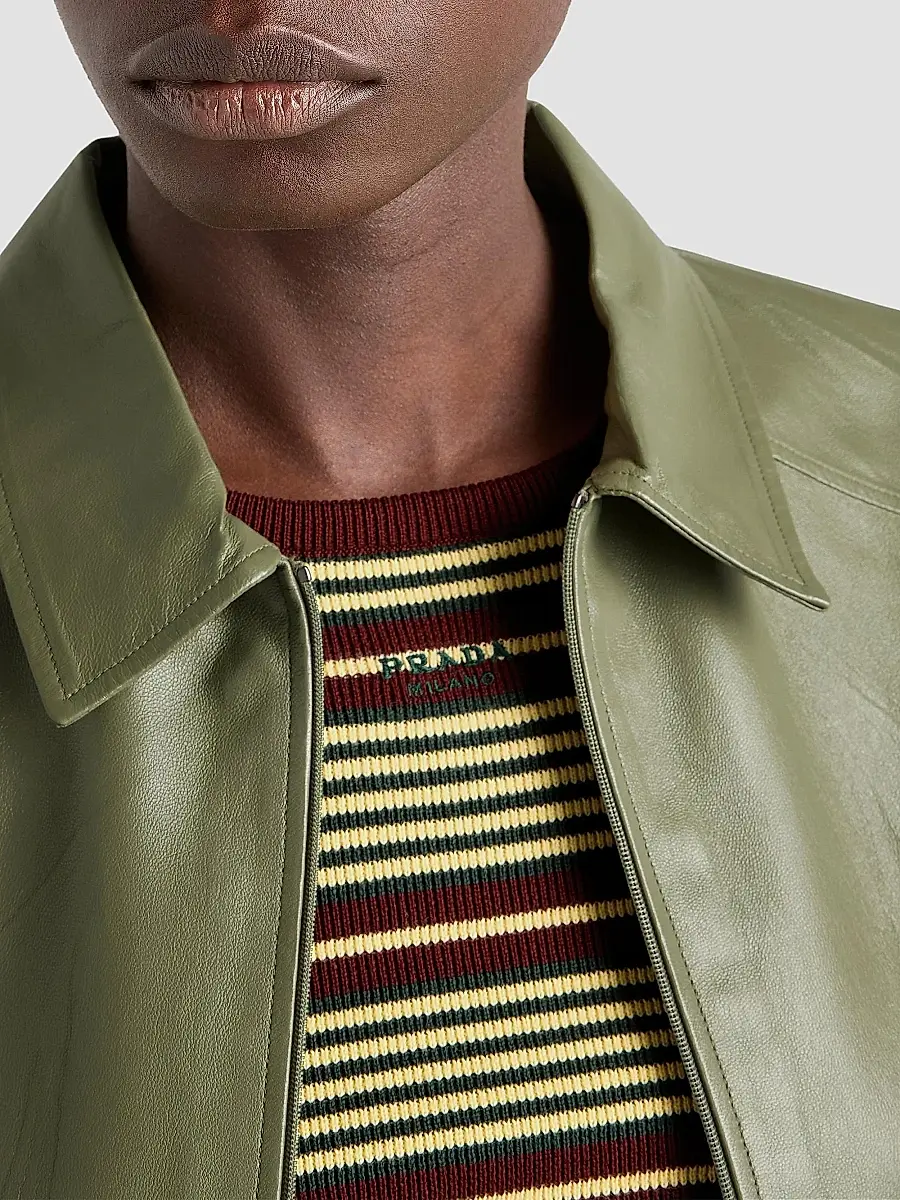 Prada Women's Short-Sleeved Striped Cotton Sweater | Thumbnail 5