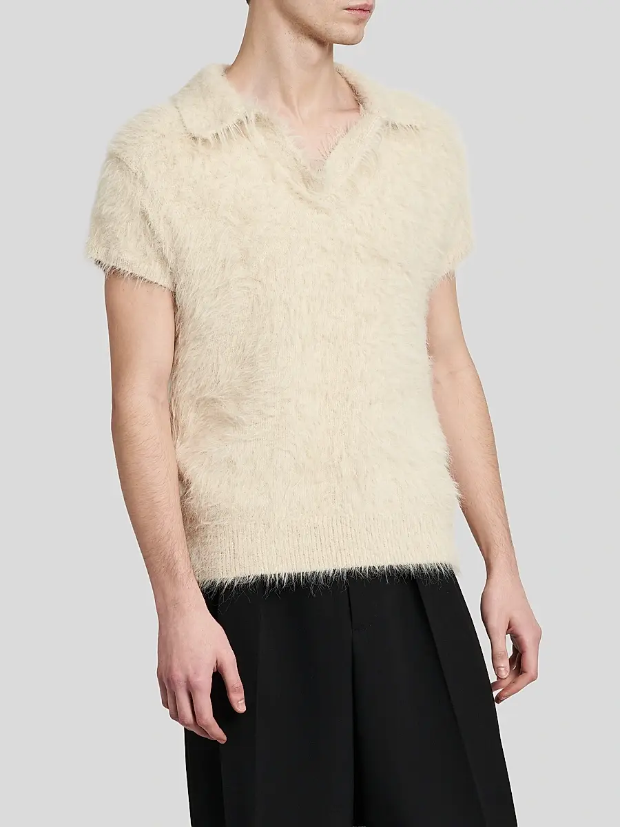 Dolce & Gabbana Men's Textured Polo Shirt | Thumbnail 4 Dolce & Gabbana Men's Textured Polo Shirt | Thumbnail 4