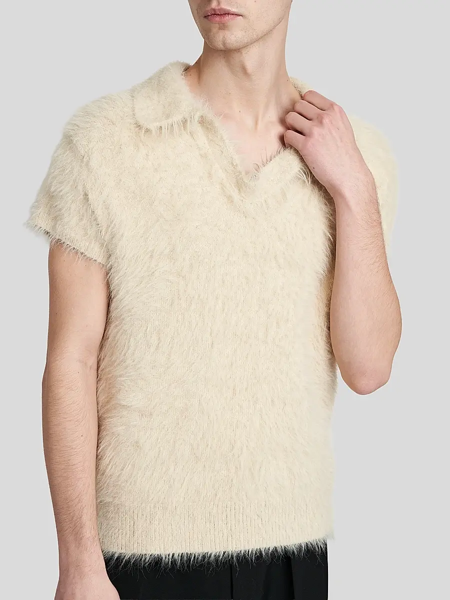Dolce & Gabbana Men's Textured Polo Shirt | Thumbnail 5 Dolce & Gabbana Men's Textured Polo Shirt | Thumbnail 5