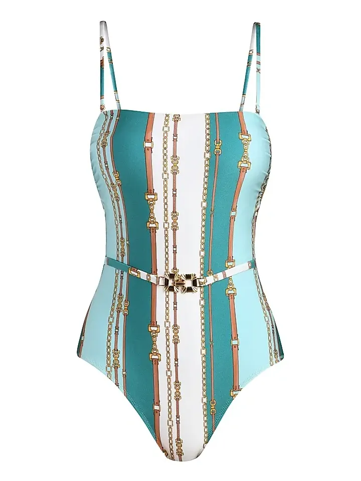 L'Agence Women's Tory Striped Bandeau One-Piece Swimsuit