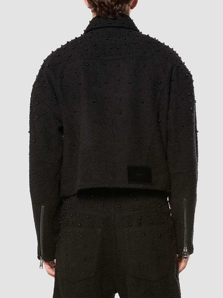 Purple Brand Men's Imitation Pearl-Embellished Cotton-Blend Crop Jacket | Thumbnail 2 Purple Brand Men's Imitation Pearl-Embellished Cotton-Blend Crop Jacket | Thumbnail 2