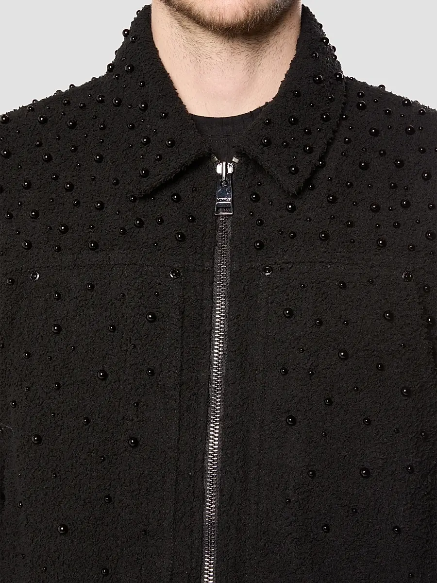 Purple Brand Men's Imitation Pearl-Embellished Cotton-Blend Crop Jacket | Thumbnail 3 Purple Brand Men's Imitation Pearl-Embellished Cotton-Blend Crop Jacket | Thumbnail 3