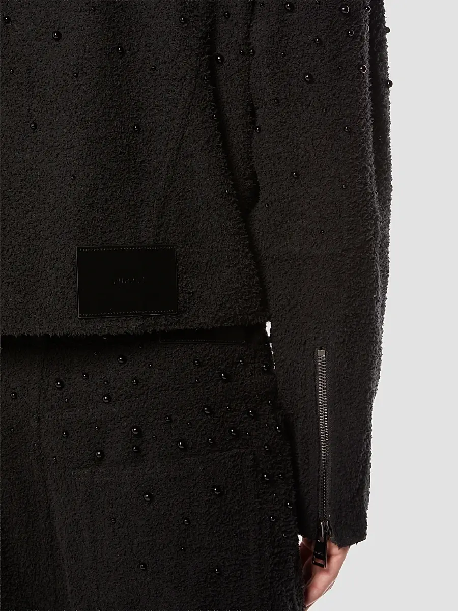 Purple Brand Men's Imitation Pearl-Embellished Cotton-Blend Crop Jacket | Thumbnail 4 Purple Brand Men's Imitation Pearl-Embellished Cotton-Blend Crop Jacket | Thumbnail 4