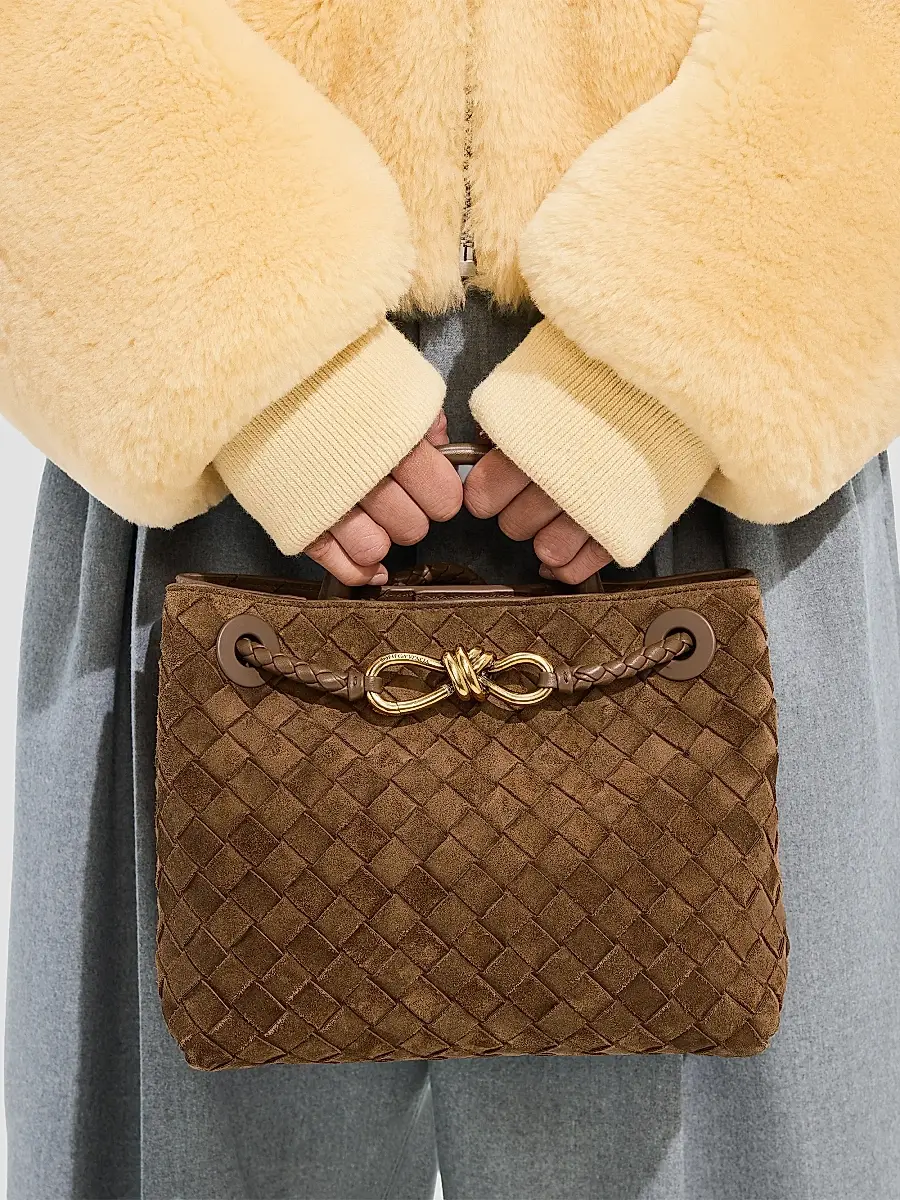Bottega Veneta Women's Andiamo Small Intrecciato-Suede Top Handle Bag | Thumbnail 2 Bottega Veneta Women's Andiamo Small Intrecciato-Suede Top Handle Bag | Thumbnail 2