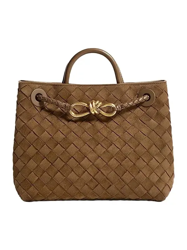 Women's Andiamo Small Intrecciato-Suede Top Handle Bag