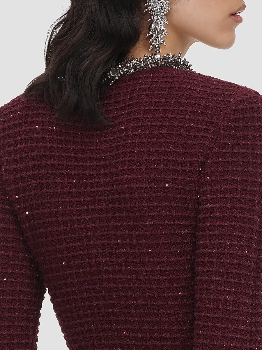 Self-Portrait Women's Embellished Textured-Knit Mini Dress | Thumbnail 4 Self-Portrait Women's Embellished Textured-Knit Mini Dress | Thumbnail 4