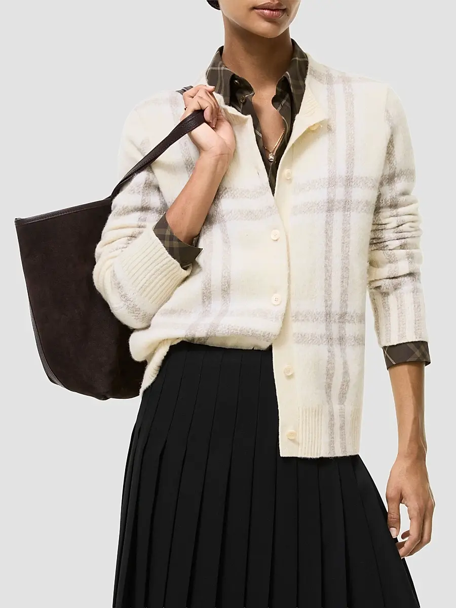Burberry Women's Clara Check Cashmere Cardigan | Thumbnail 2 Burberry Women's Clara Check Cashmere Cardigan | Thumbnail 2