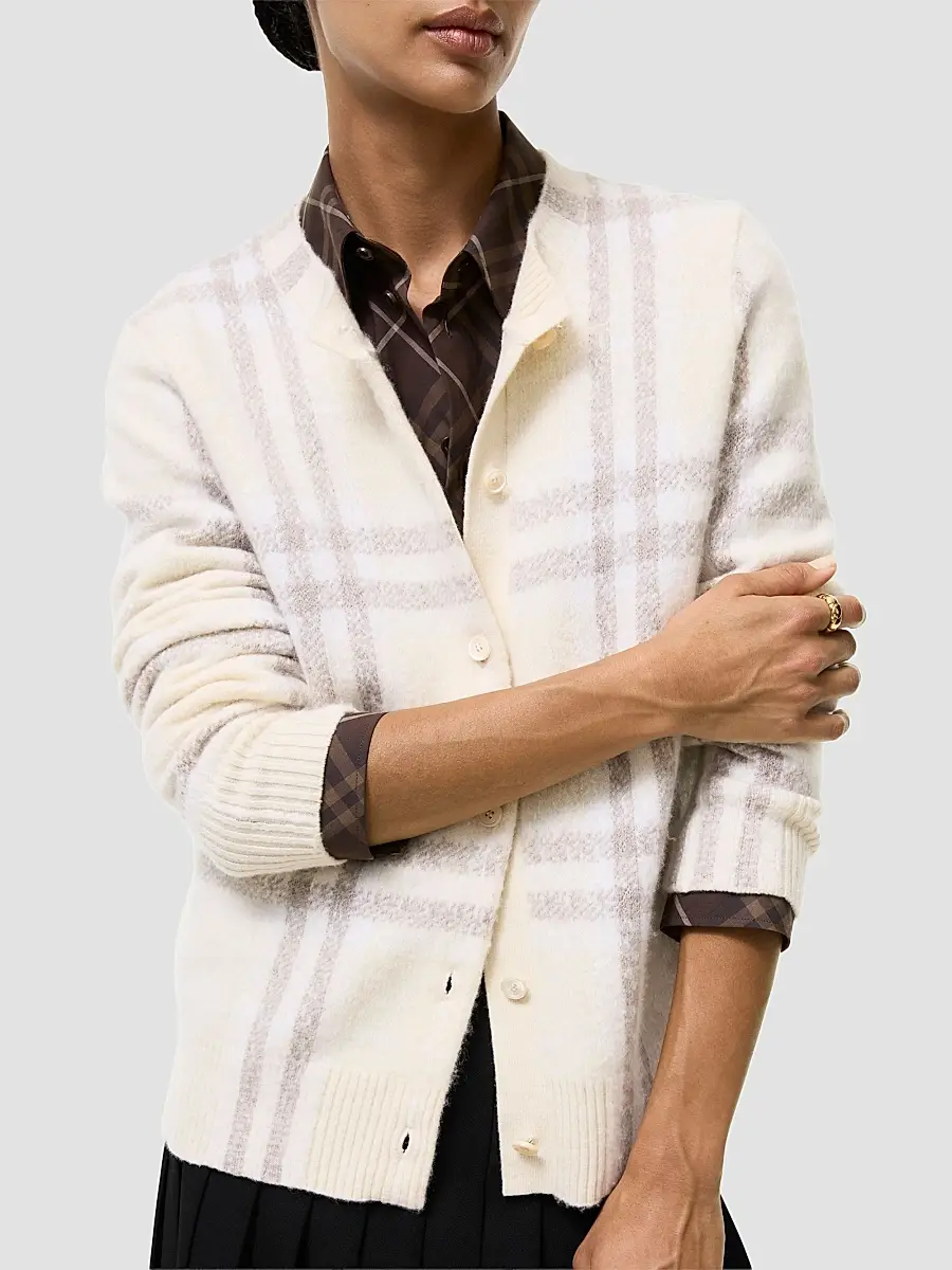 Burberry Women's Clara Check Cashmere Cardigan | Thumbnail 3 Burberry Women's Clara Check Cashmere Cardigan | Thumbnail 3