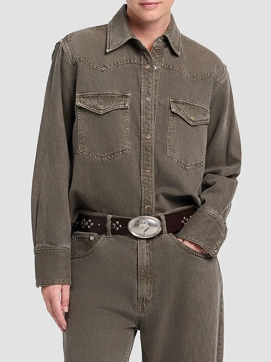 TWP Women's Yellowstone Cotton Denim Shirt | Thumbnail 4