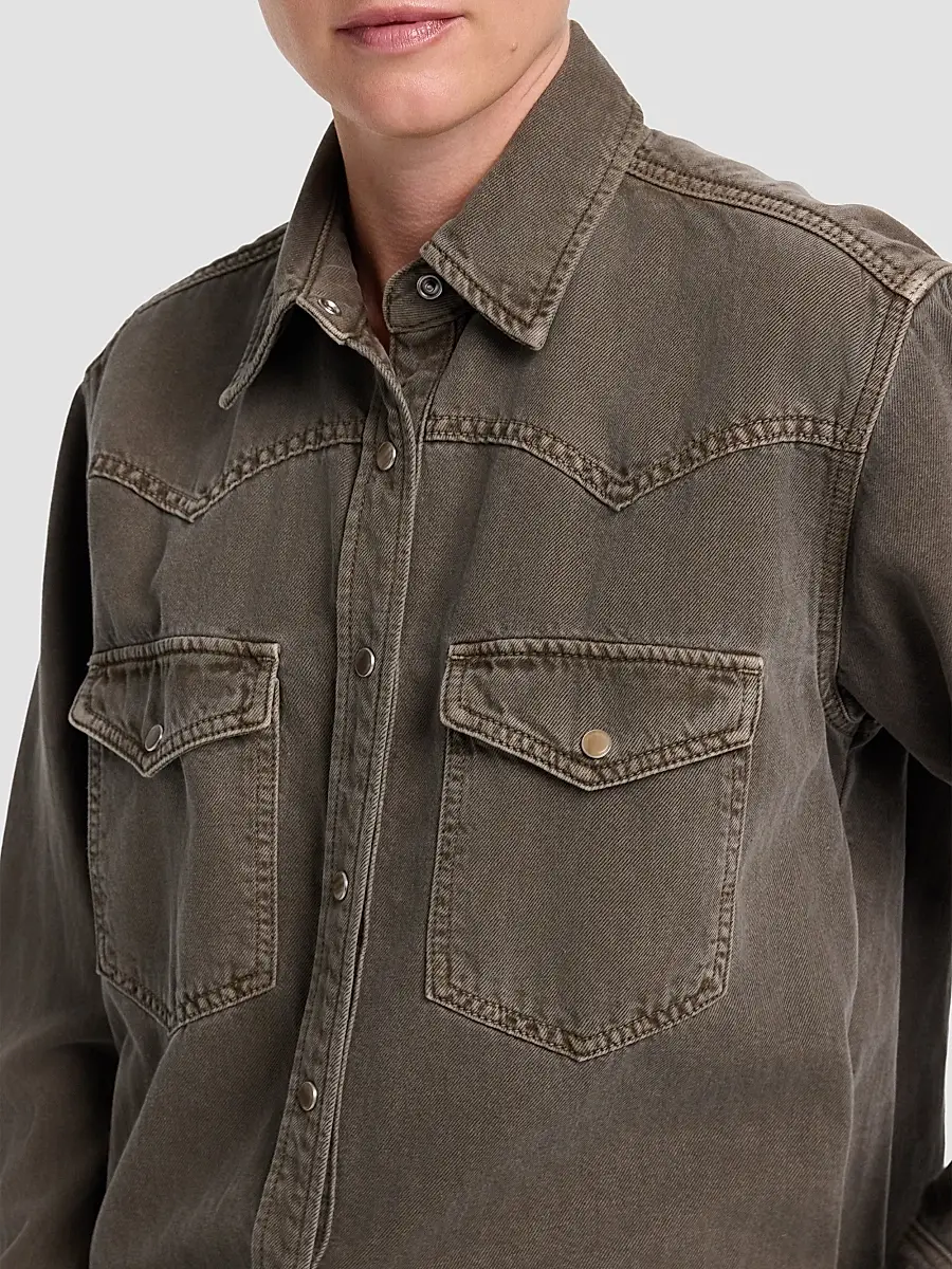 TWP Women's Yellowstone Cotton Denim Shirt | Thumbnail 5