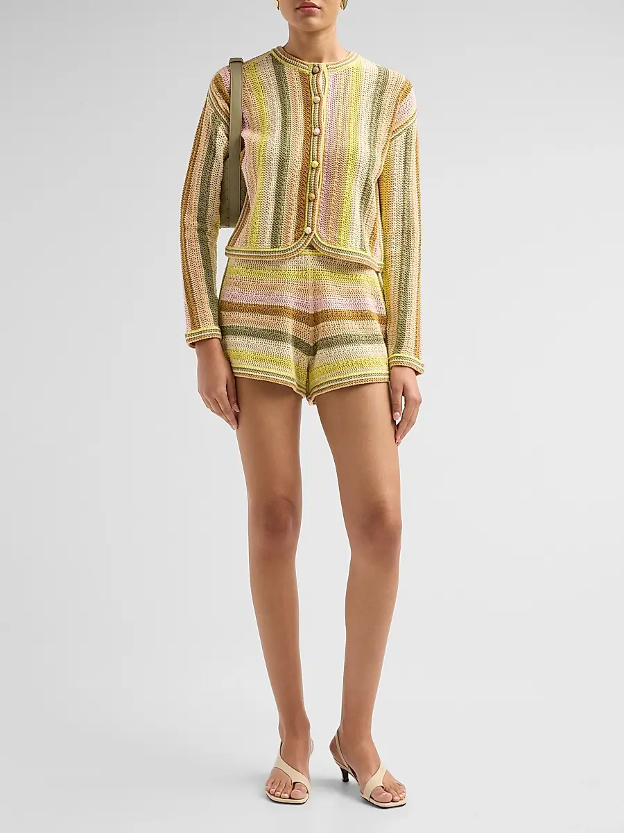Zimmermann Women's Indra Striped Crochet Cotton Cardigan | Thumbnail 2
