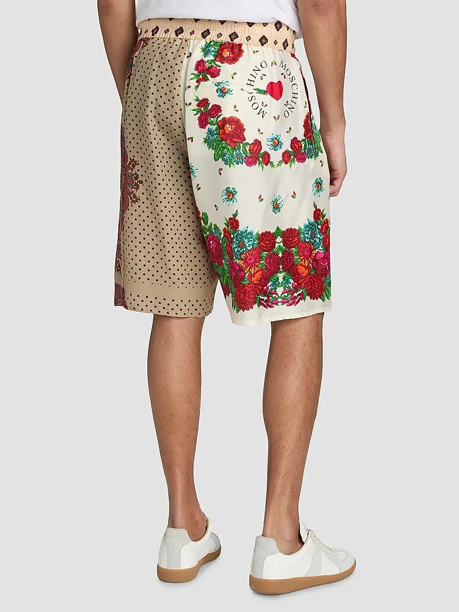MOSCHINO Men's Floral Spliced Silk Shorts | Thumbnail 5 MOSCHINO Men's Floral Spliced Silk Shorts | Thumbnail 5
