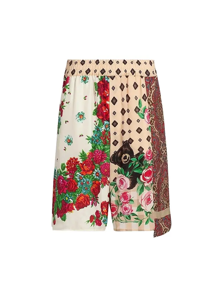 MOSCHINO Men's Floral Spliced Silk Shorts