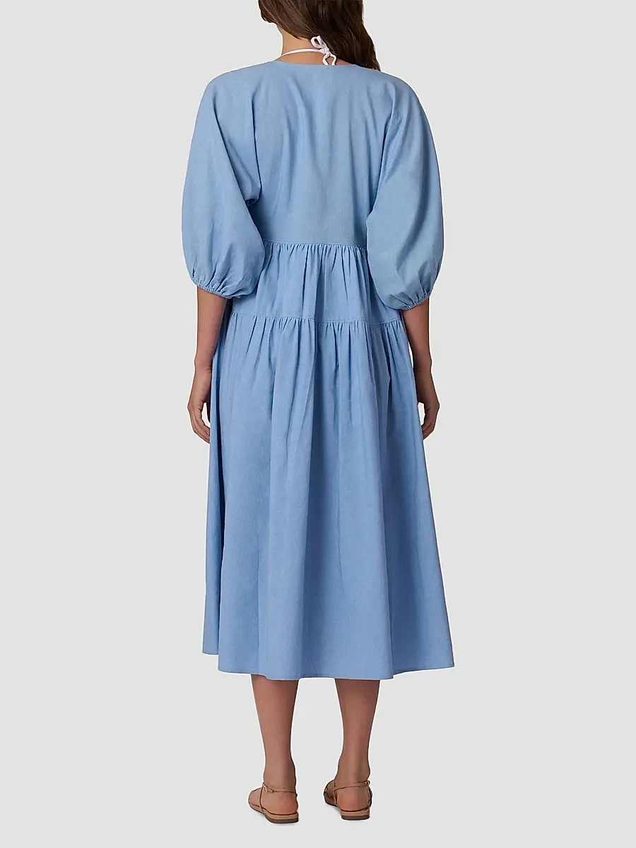 Shoshanna Women's Evora Embroidered Cotton Midi-Dress | Thumbnail 3 Shoshanna Women's Evora Embroidered Cotton Midi-Dress | Thumbnail 3