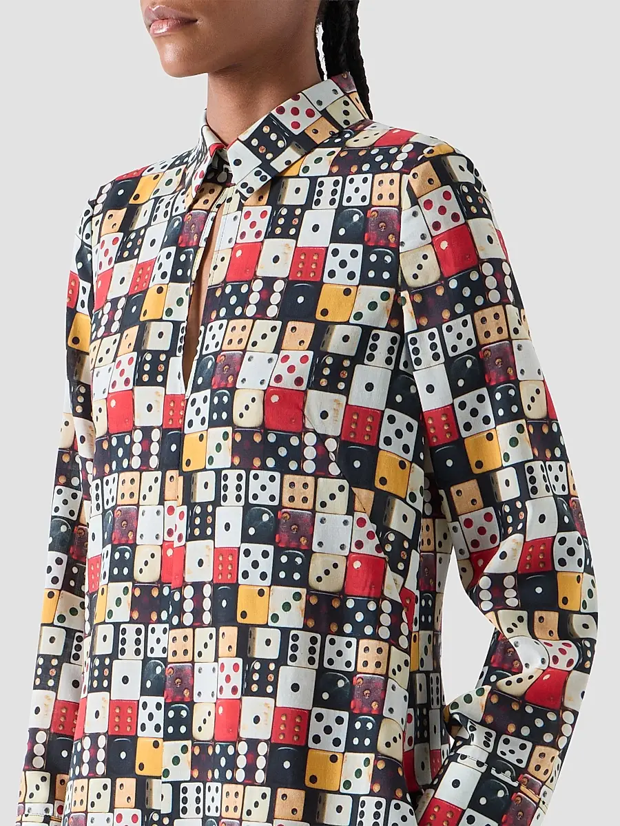 Akris punto Women's Small Dice-Print Wool Shirtdress | Thumbnail 5 Akris punto Women's Small Dice-Print Wool Shirtdress | Thumbnail 5