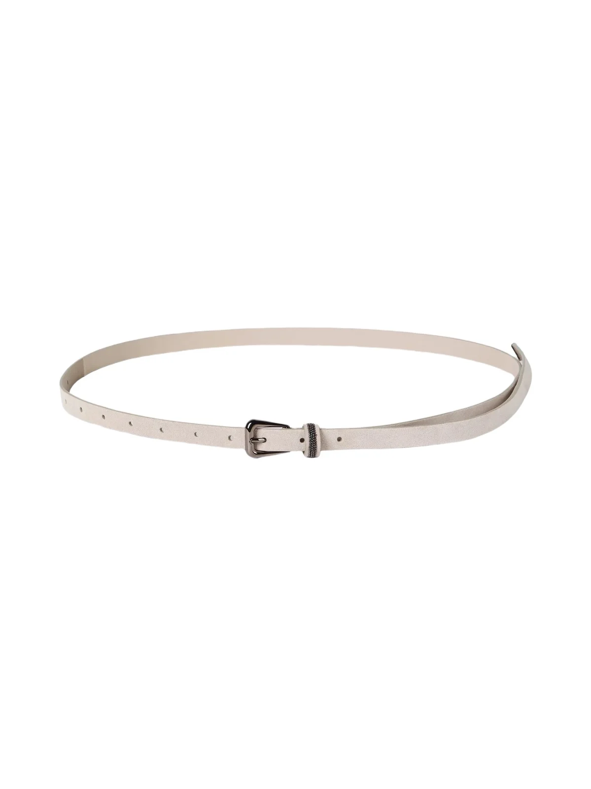 Brunello Cucinelli Women's Suede Belt with Shiny Loop - Buff