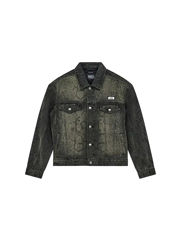Ksubi Men's Serpent Flocked Denim Trucker Jacket