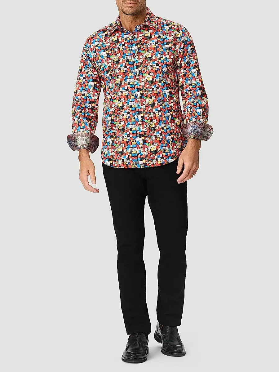 Robert Graham Men's Snake Eyes Dice-Print Stretch Cotton Shirt | Thumbnail 2 Robert Graham Men's Snake Eyes Dice-Print Stretch Cotton Shirt | Thumbnail 2