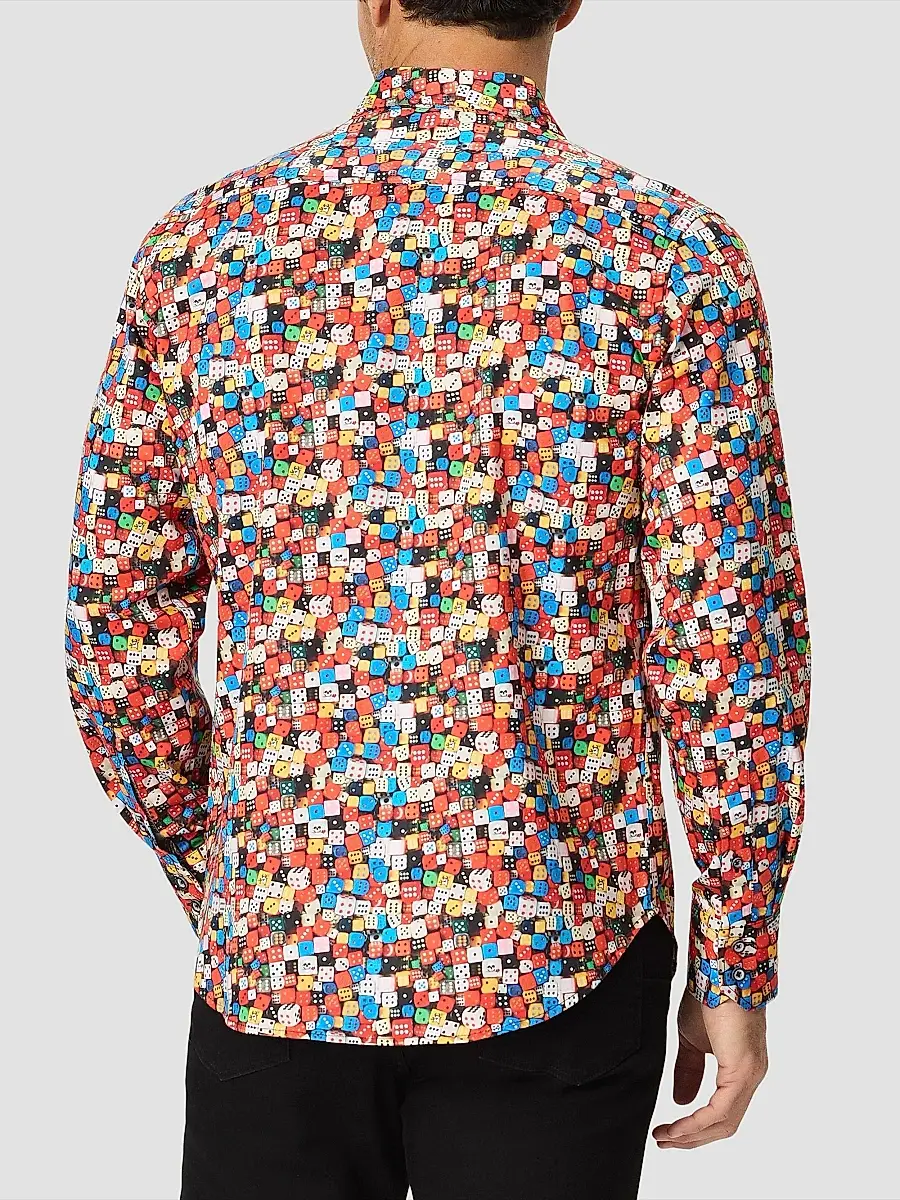 Robert Graham Men's Snake Eyes Dice-Print Stretch Cotton Shirt | Thumbnail 4 Robert Graham Men's Snake Eyes Dice-Print Stretch Cotton Shirt | Thumbnail 4