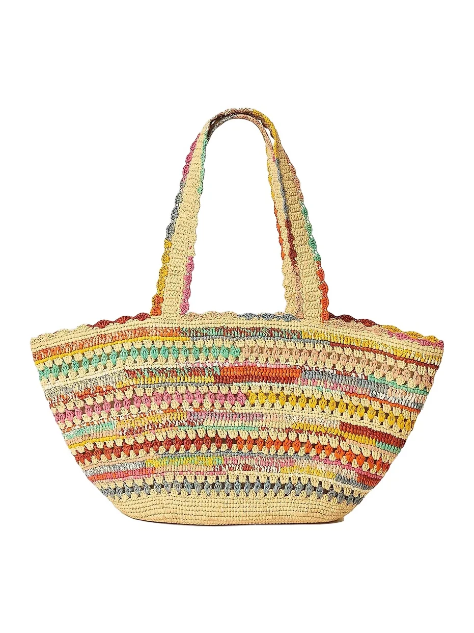 Women's Ornella Striped Raffia Tote Bag Women's Ornella Striped Raffia Tote Bag
