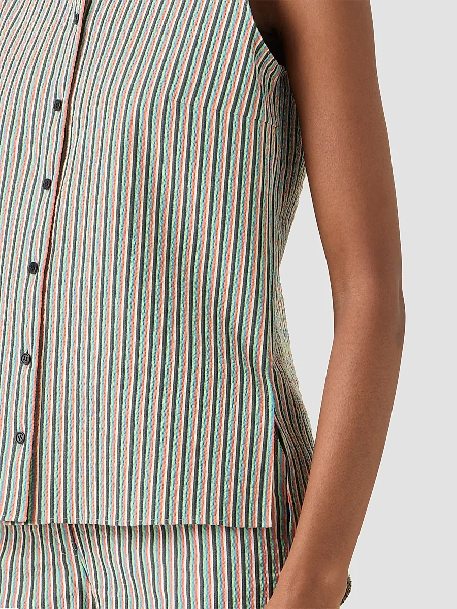 Akris punto Women's Seersucker Striped Cotton Blouse | Thumbnail 5 Akris punto Women's Seersucker Striped Cotton Blouse | Thumbnail 5
