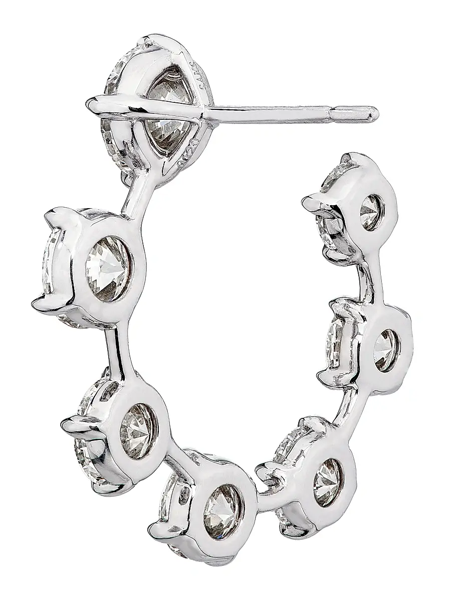 Diamonds at Saks Fifth Avenue Women's Platinum & 7.37 TCW Diamond Hoop Earrings | Thumbnail 3 Diamonds at Saks Fifth Avenue Women's Platinum & 7.37 TCW Diamond Hoop Earrings | Thumbnail 3
