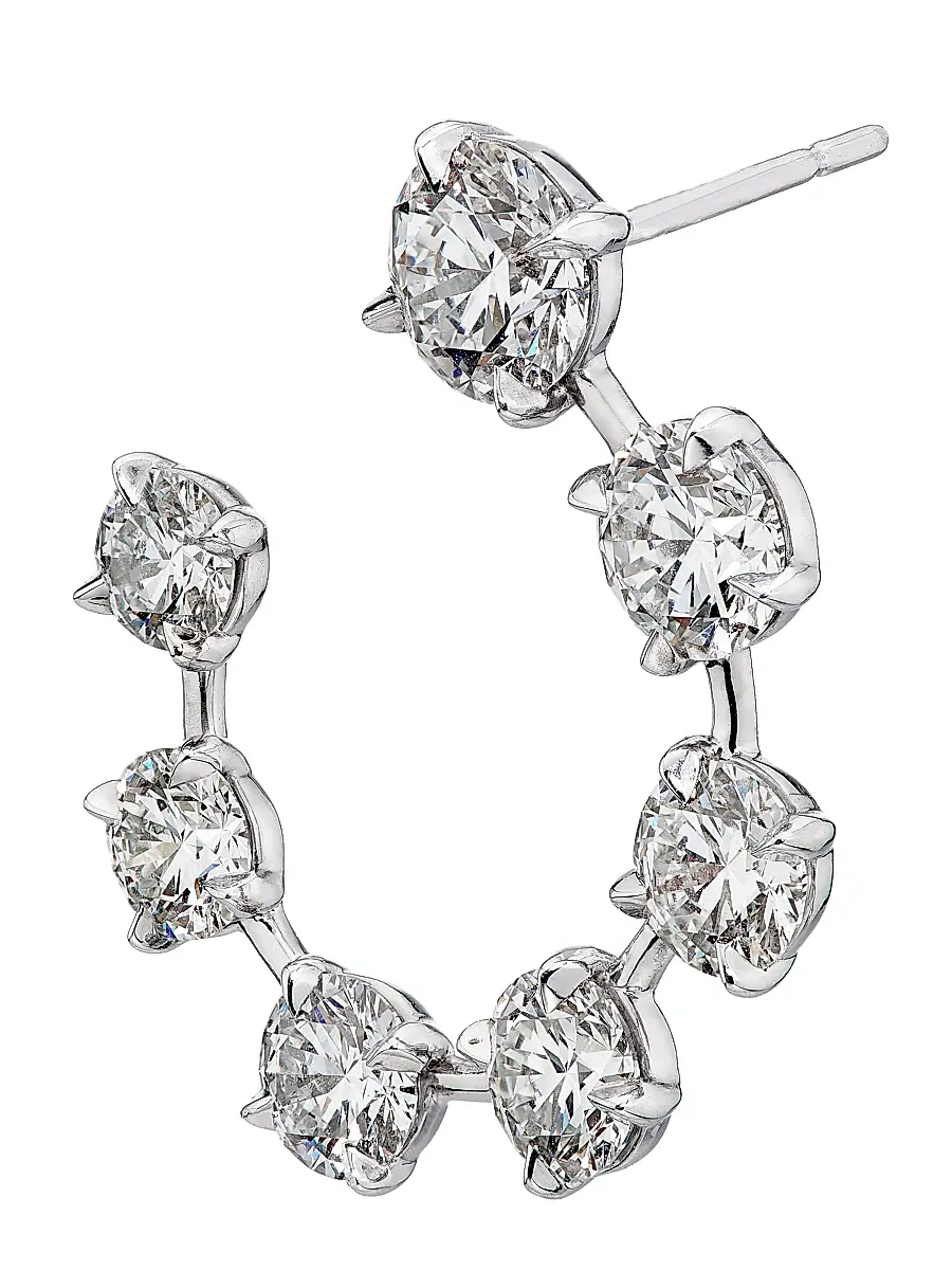 Diamonds at Saks Fifth Avenue Women's Platinum & 7.37 TCW Diamond Hoop Earrings | Thumbnail 4 Diamonds at Saks Fifth Avenue Women's Platinum & 7.37 TCW Diamond Hoop Earrings | Thumbnail 4