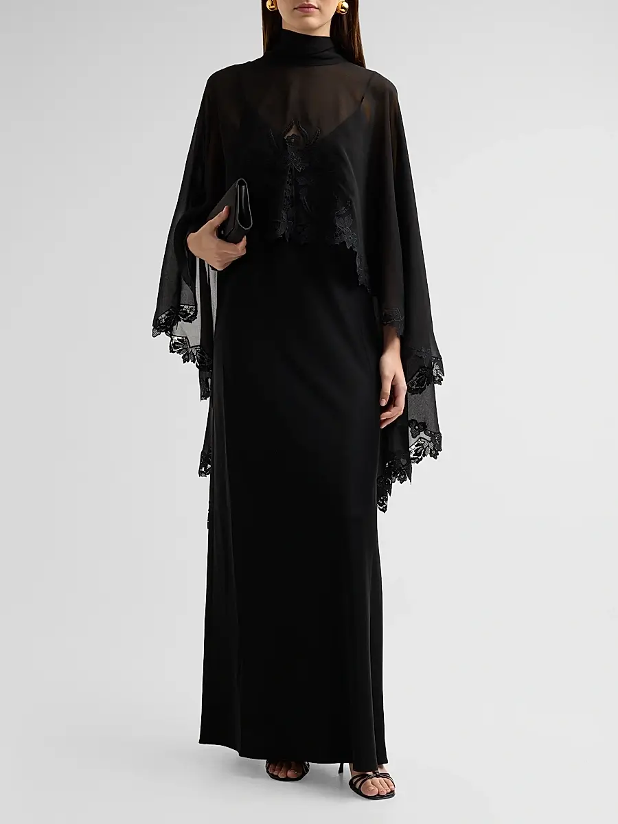 Kobi Halperin Women's Carmen Satin A-Line Cape Maxi Dress | Thumbnail 2