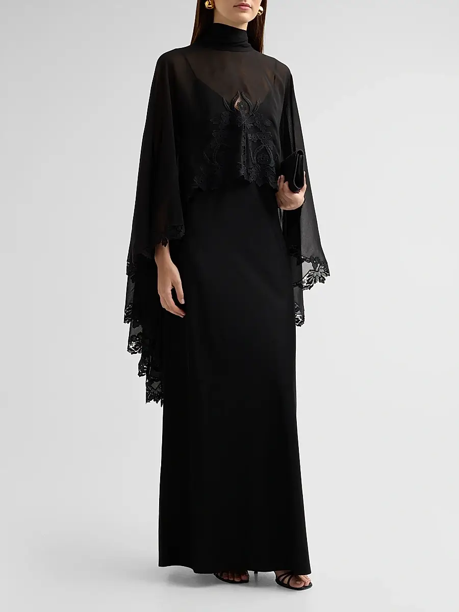 Kobi Halperin Women's Carmen Satin A-Line Cape Maxi Dress | Thumbnail 4
