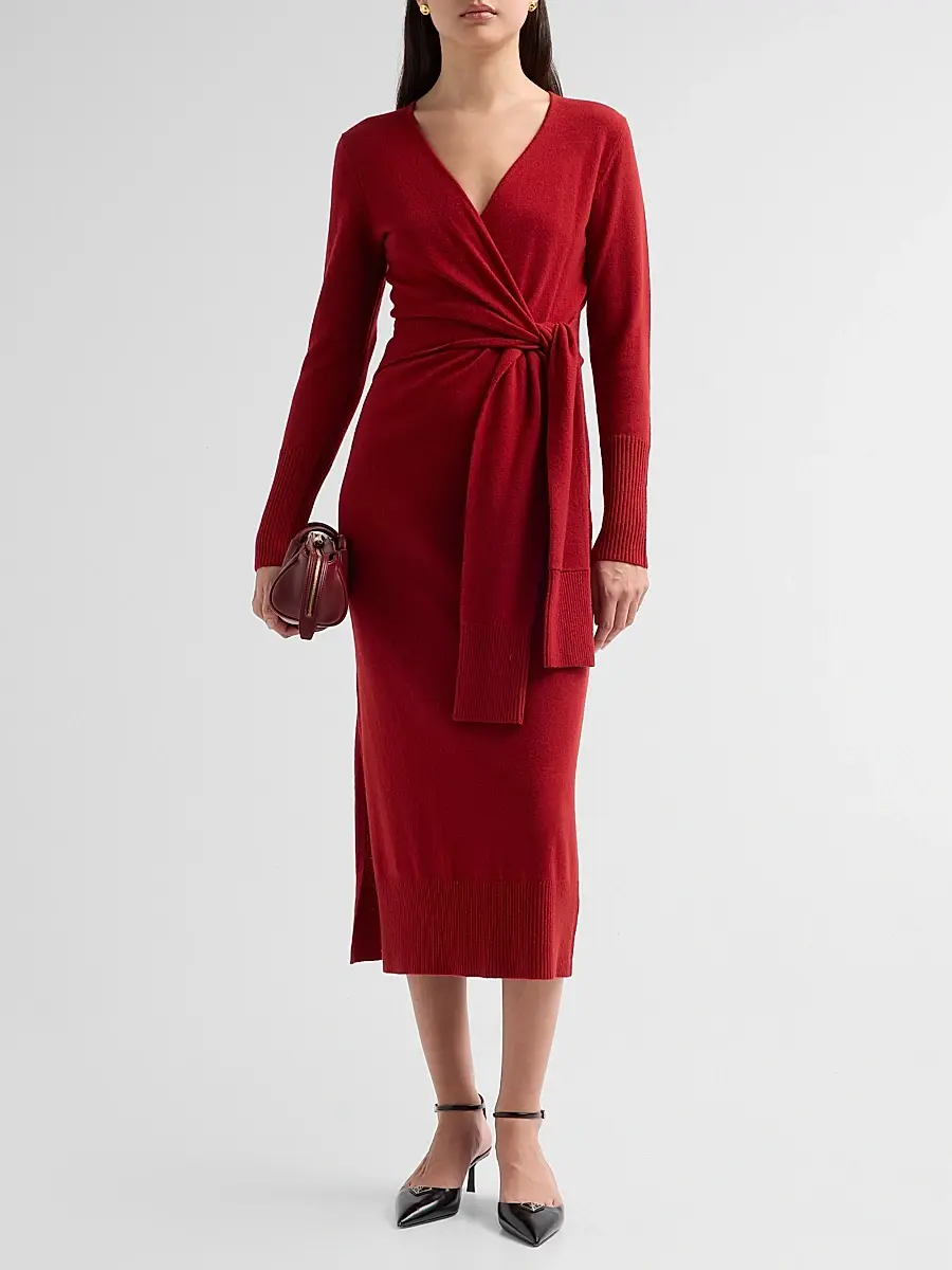 Veronica Beard Women's Salomez Knit Wrap Midi Dress | Thumbnail 2 Veronica Beard Women's Salomez Knit Wrap Midi Dress | Thumbnail 2