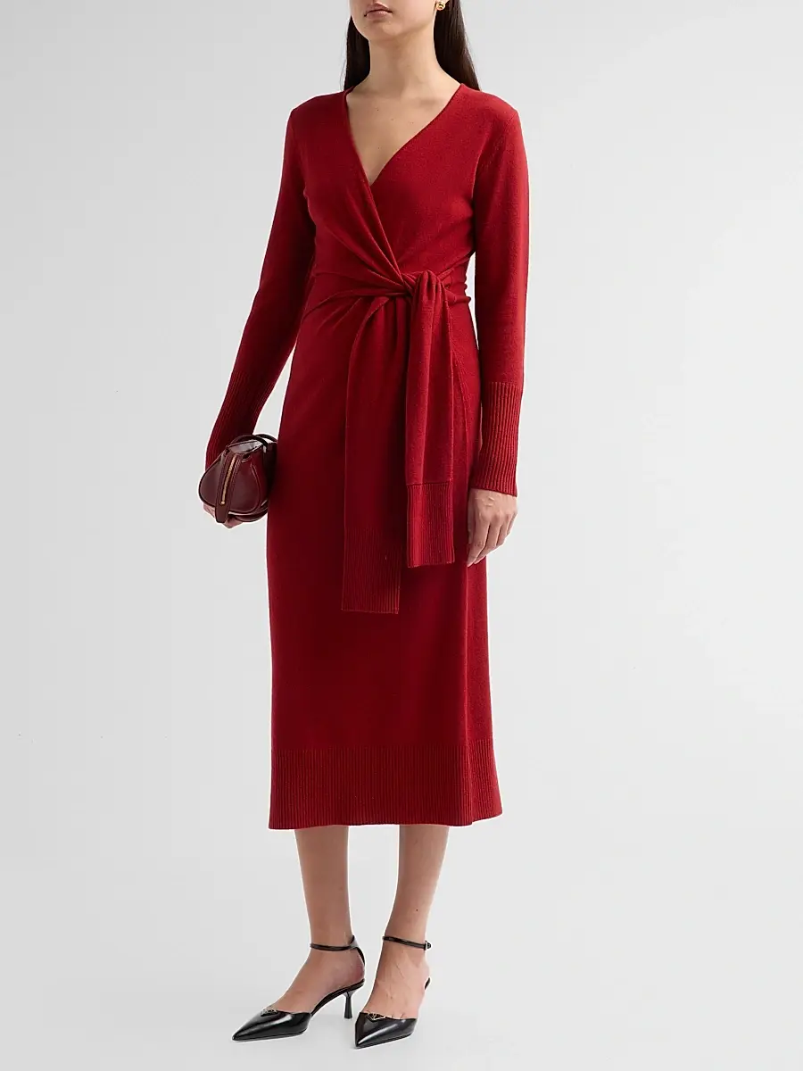 Veronica Beard Women's Salomez Knit Wrap Midi Dress | Thumbnail 4 Veronica Beard Women's Salomez Knit Wrap Midi Dress | Thumbnail 4